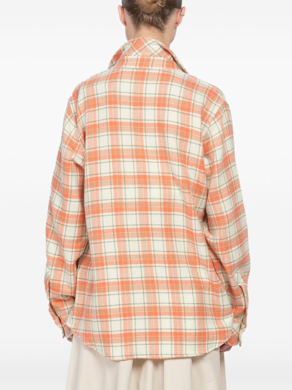 check-print cashmere overshirt - 4