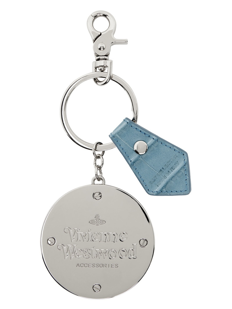 Vivienne Westwood Silver & Blue Embossed Orb Keychain outlook