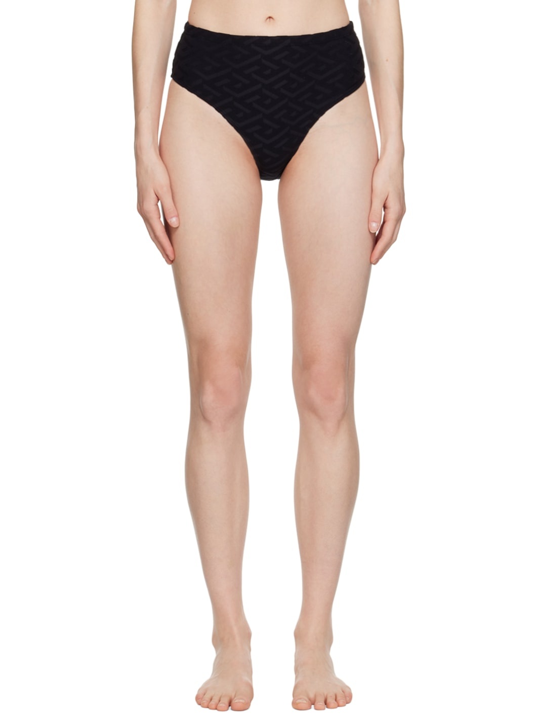 Black Flocked Bikini Bottoms - 1