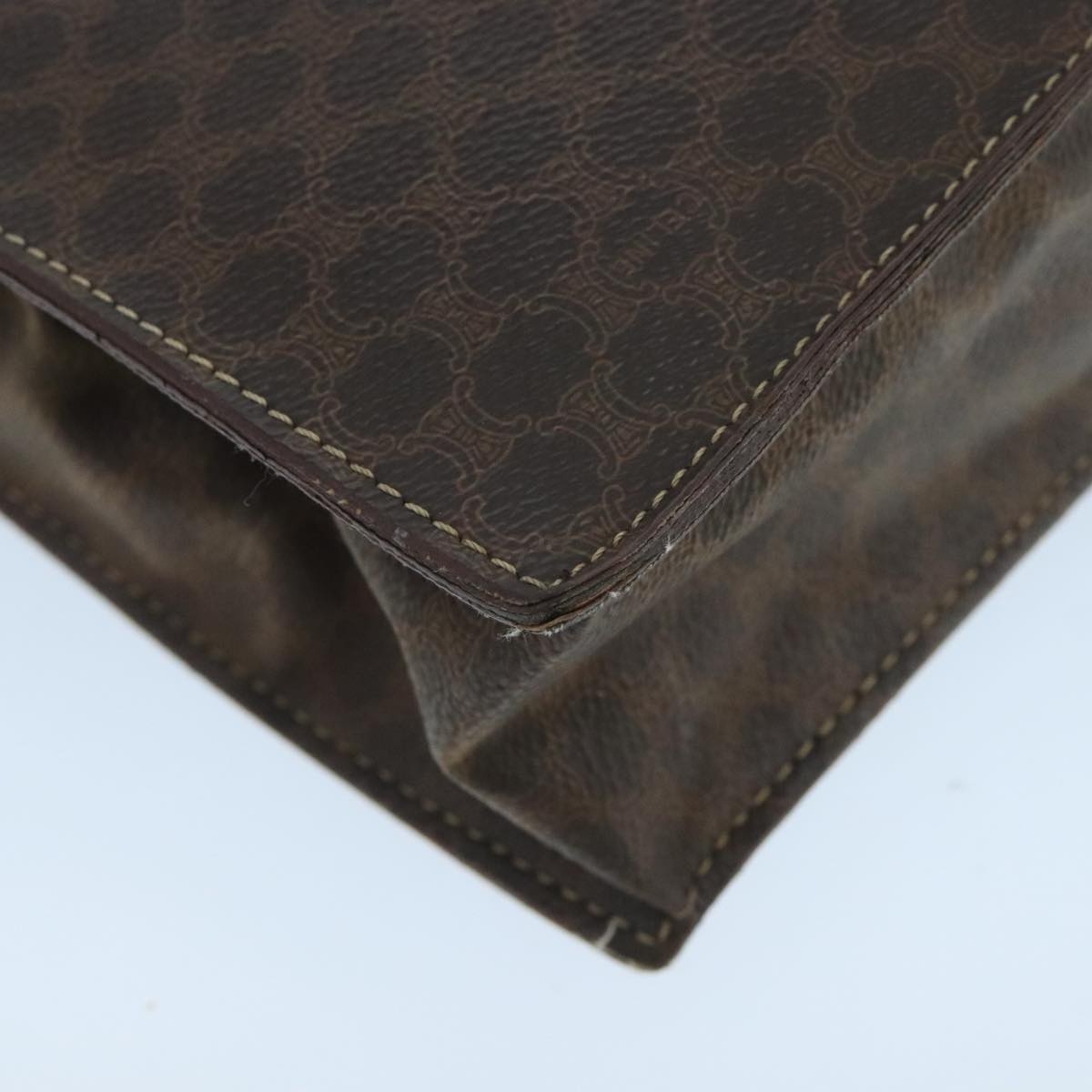 CELINE Macadam Canvas Hand Bag Pvc Leather Brown Gold - 16