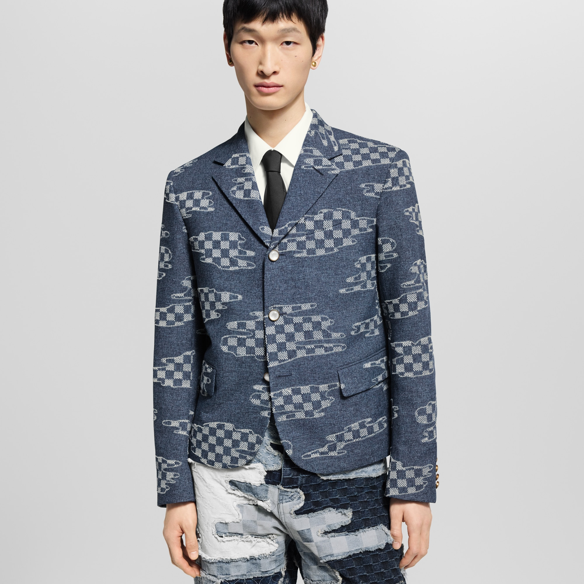 Damier Cropped Single-Breasted Jacket - 2