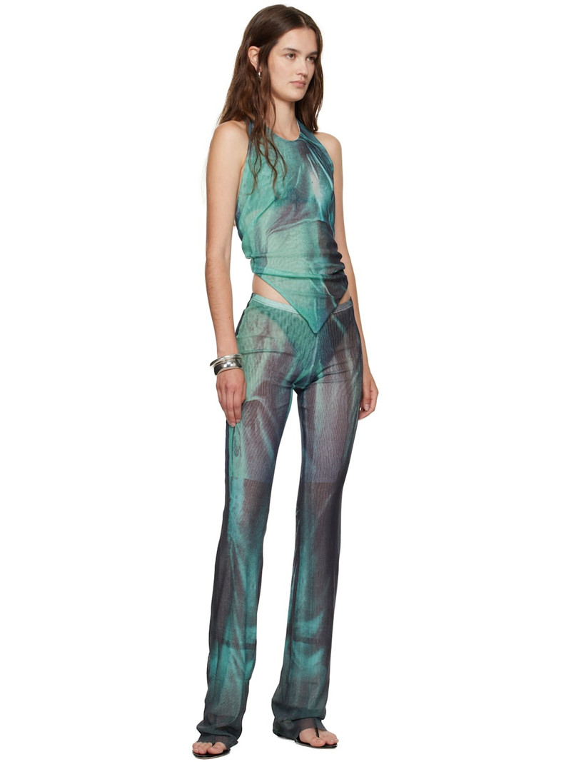 Jean Paul Gaultier Blue Mesh Scarf Printed Water Top outlook