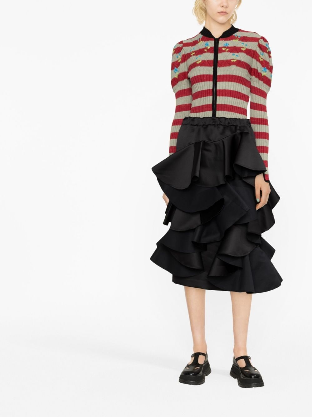 ruffled tiered midi skirt - 2
