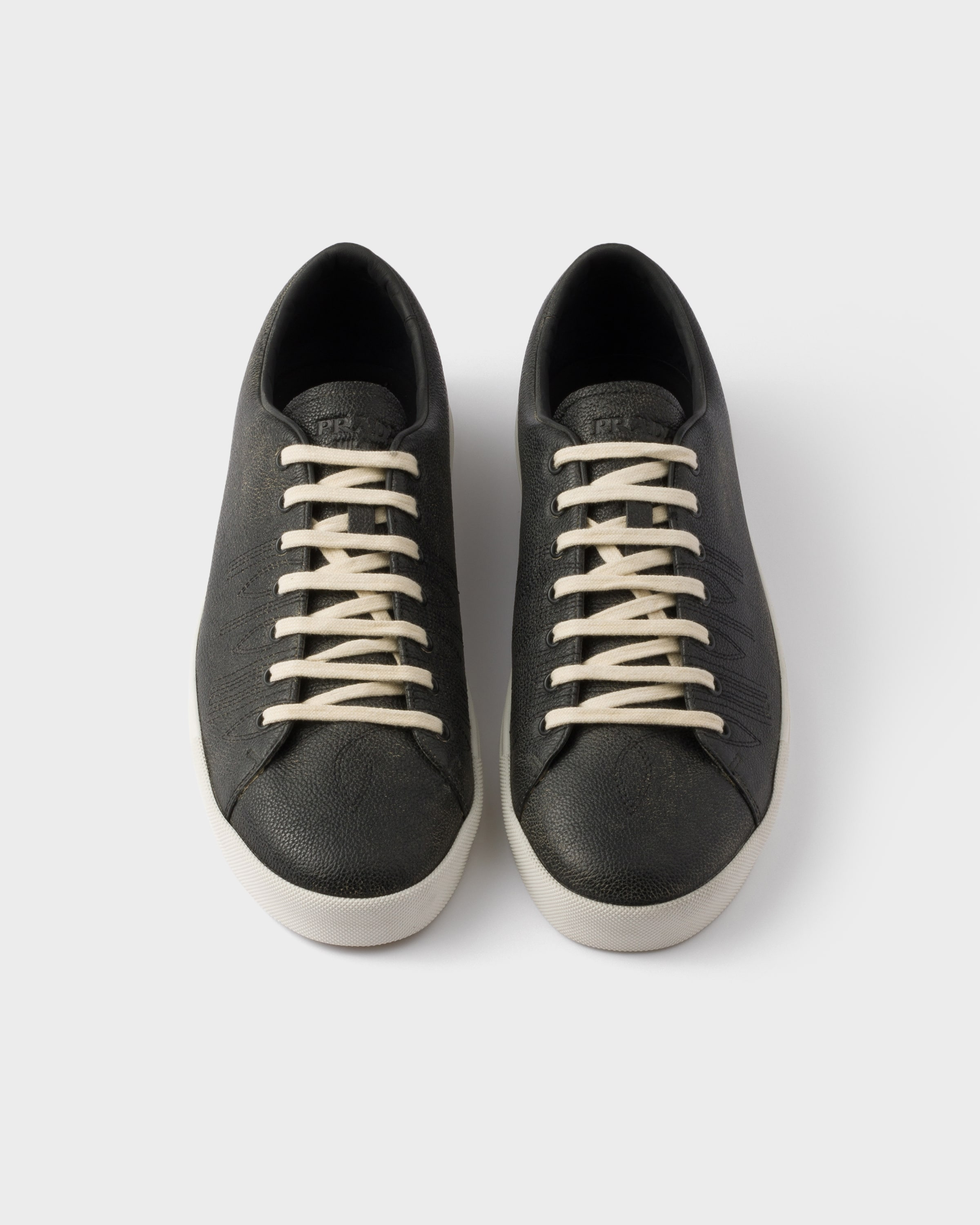 Aged-effect leather sneakers - 4