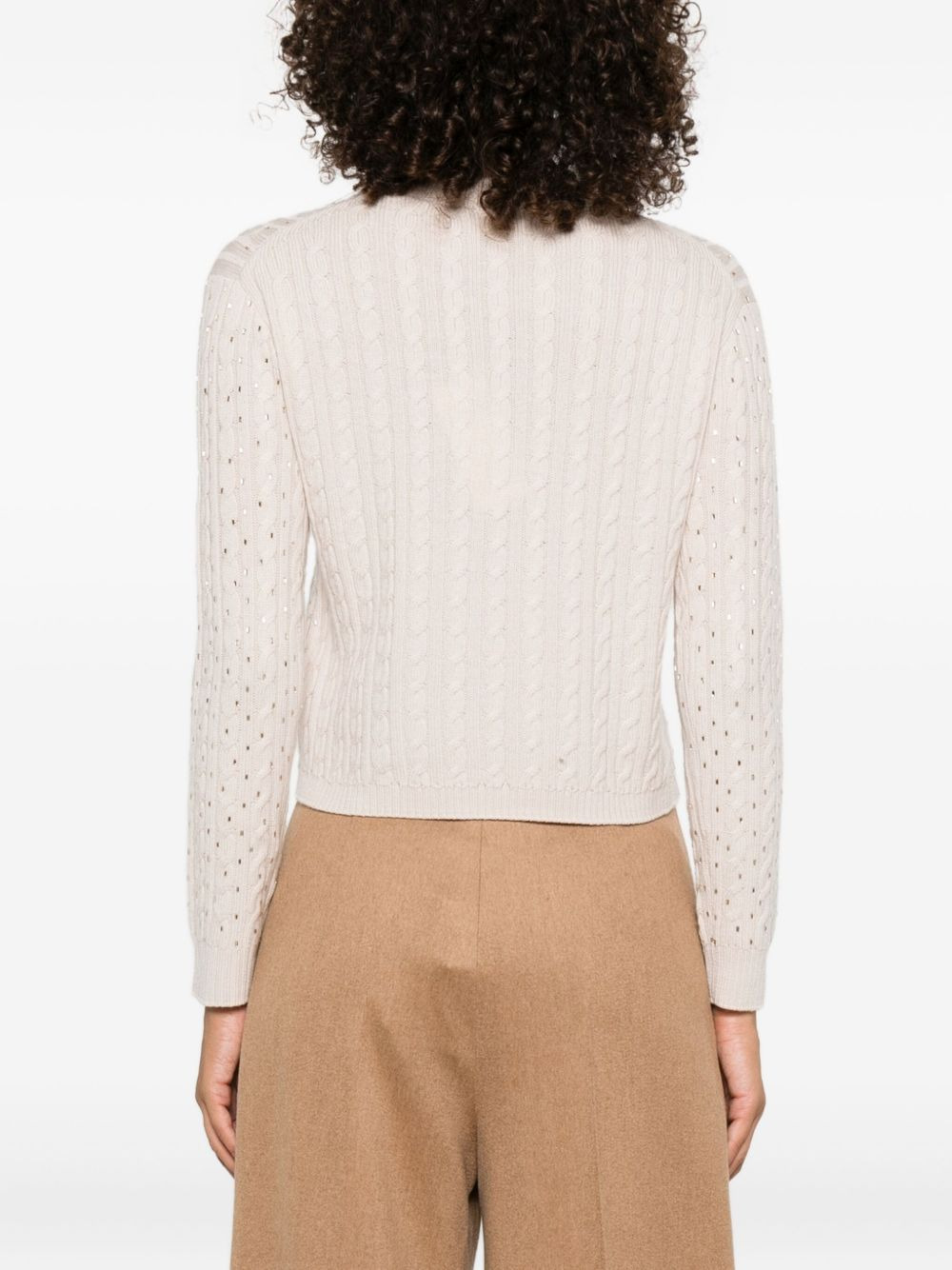 embellished cable-knit sweater - 4