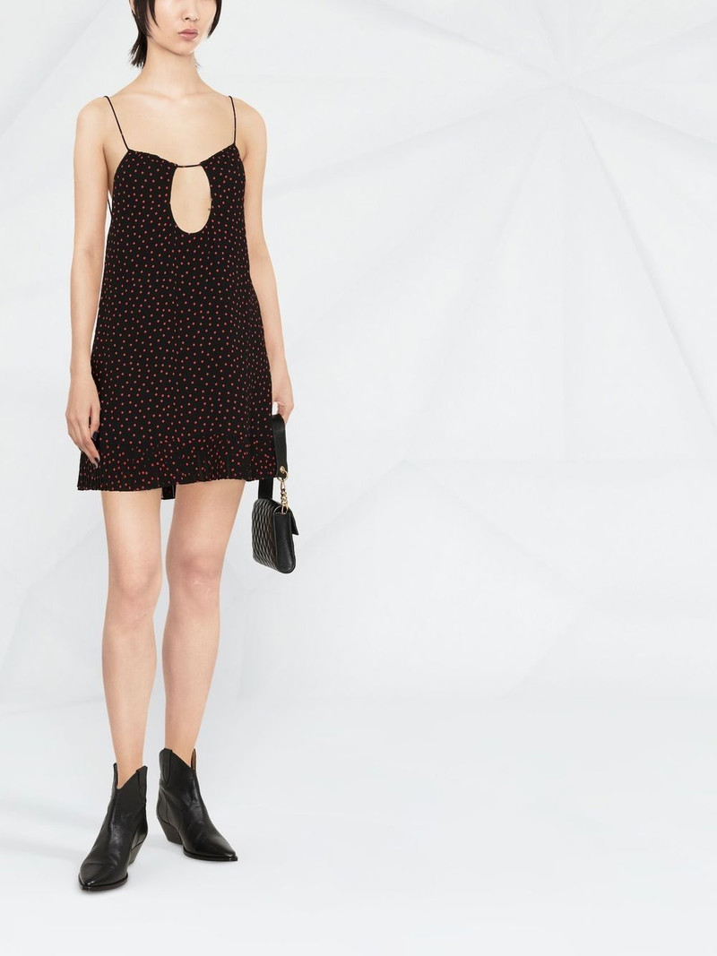 SAINT LAURENT polka-dot print cut-out detail mini dress outlook