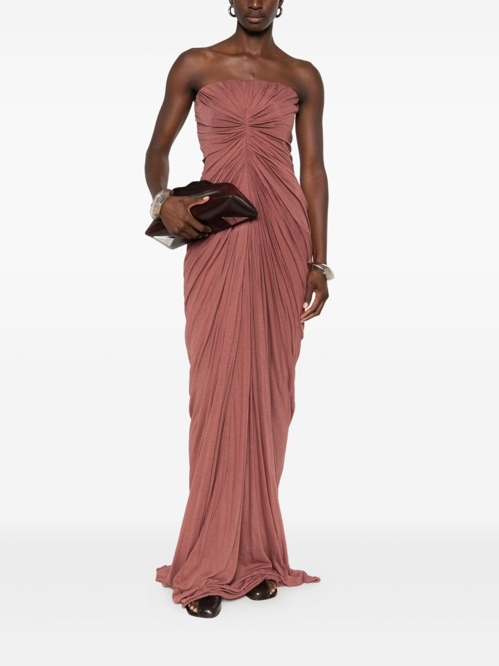 draped strapless maxi dress - 2