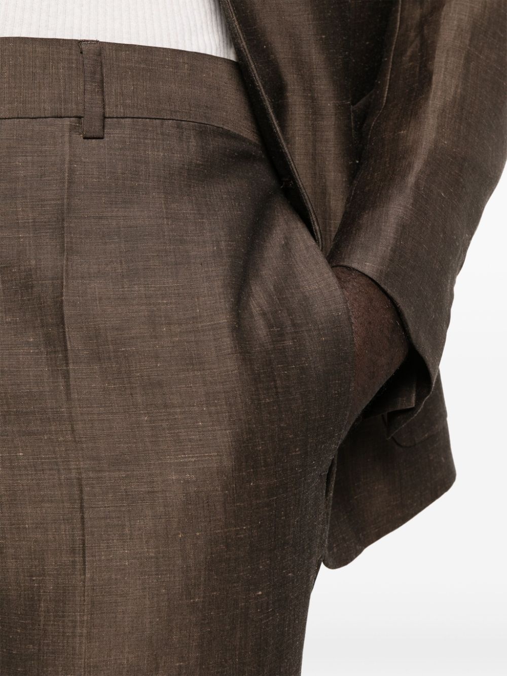 single-breasted linen blend suit - 6