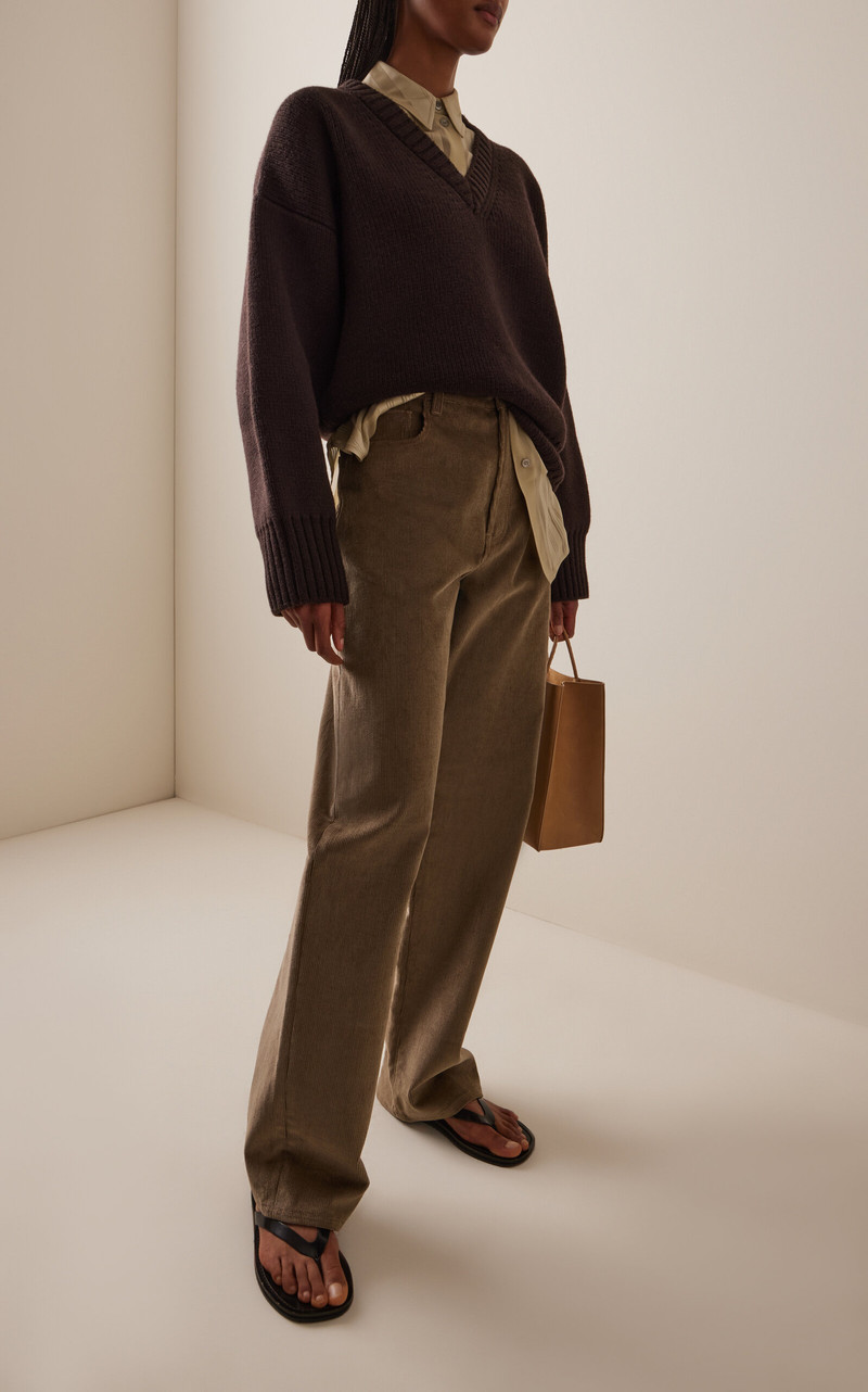 RÓHE Relaxed Cotton-Corduroy Trousers green outlook