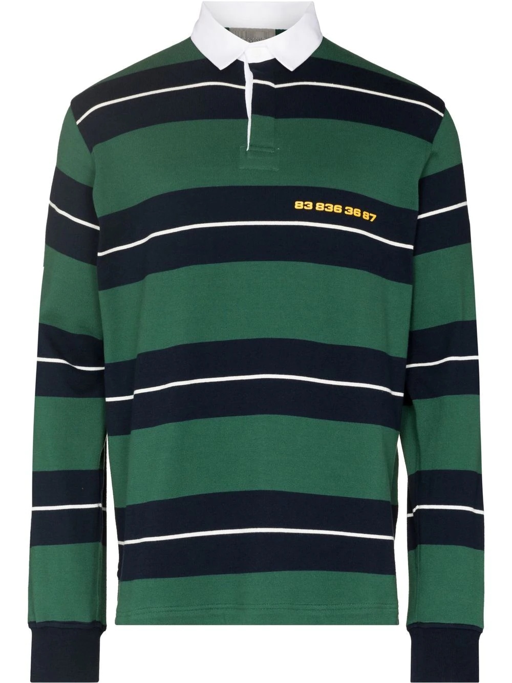 barcode-print striped polo shirt - 1