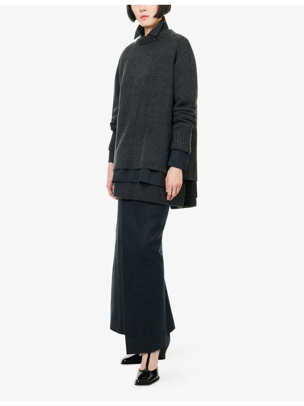 Suiting Wool Knit Jumper Dress - 2