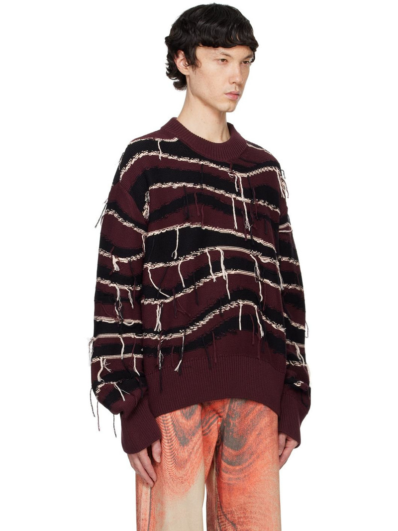 Burgundy Intarsia Knit Sweater 2