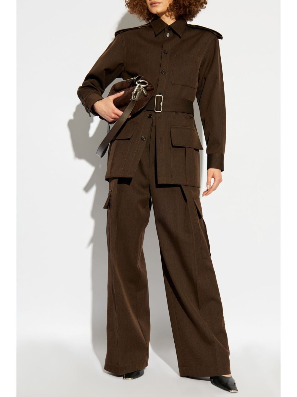 pleat-detail wool cargo trousers - 2