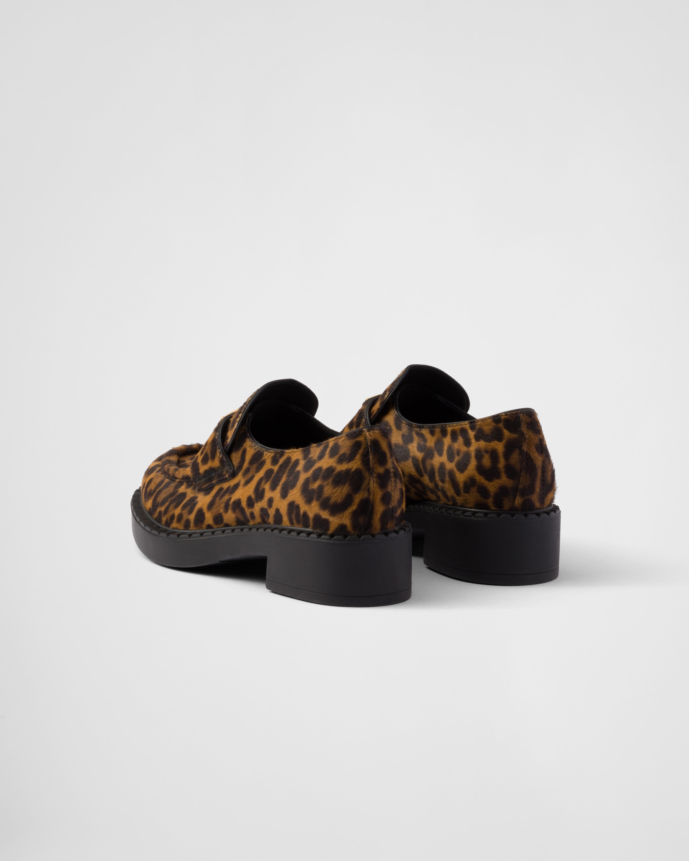 Chocolate printed leather loafers - 5