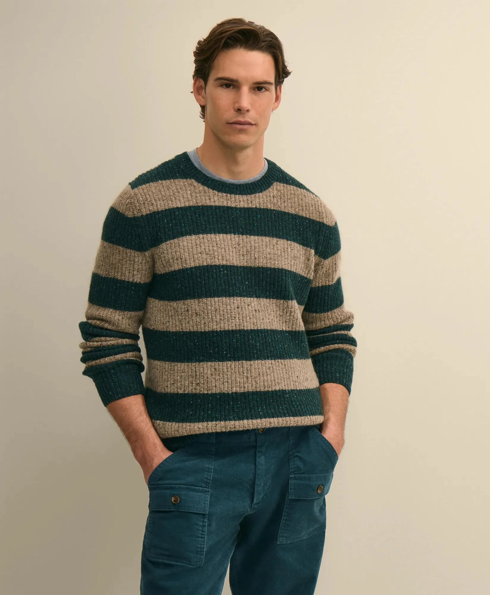 Merino Wool English Rib Crewneck Sweater - 1