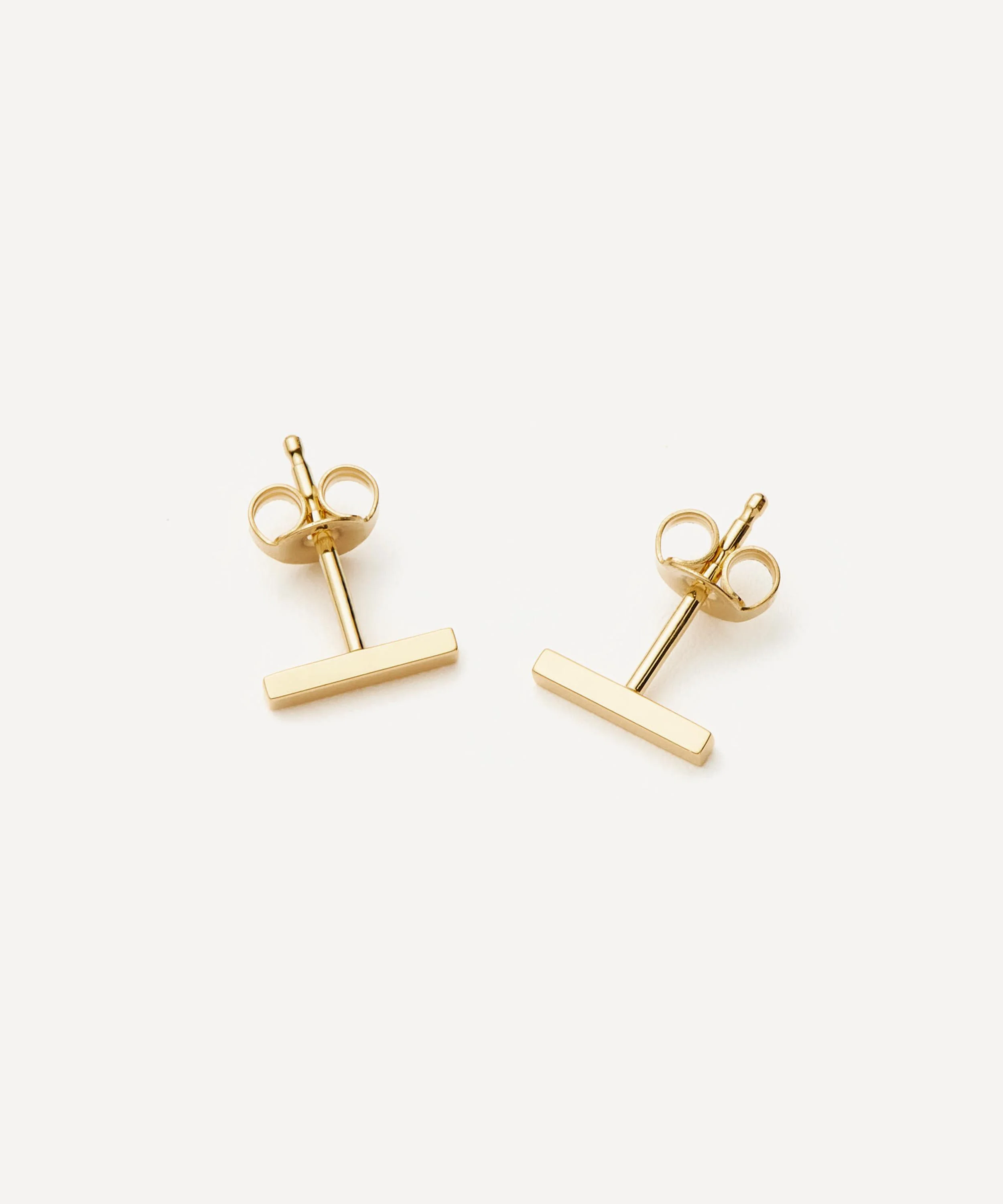 14ct Gold Fine Bar Stud Earrings - 1