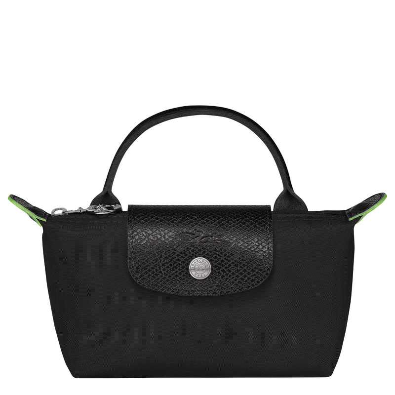 Le Pliage Green Pouch with handle Black - Recycled canvas 1