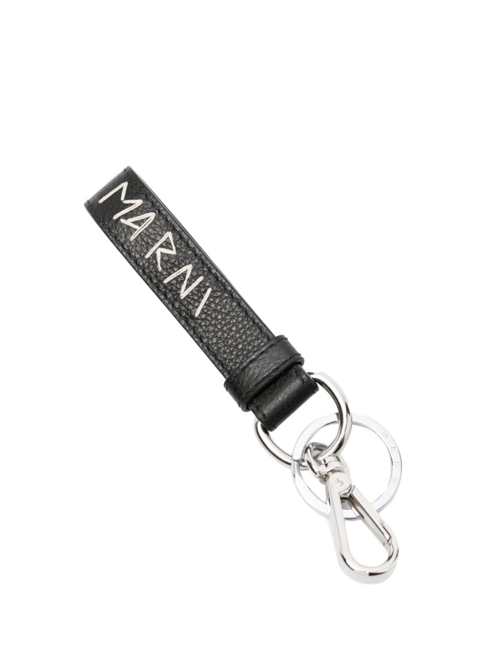 embroidered-logo leather keychain - 2
