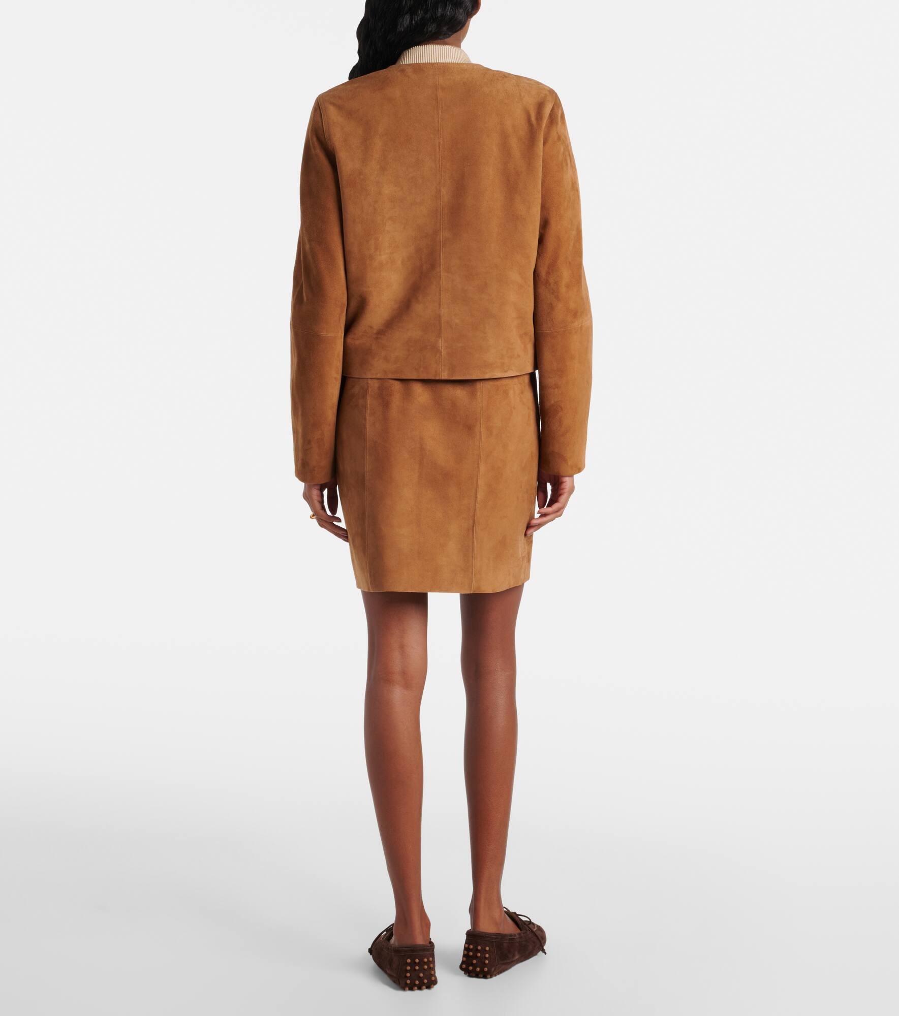 Cropped suede jacket - 3