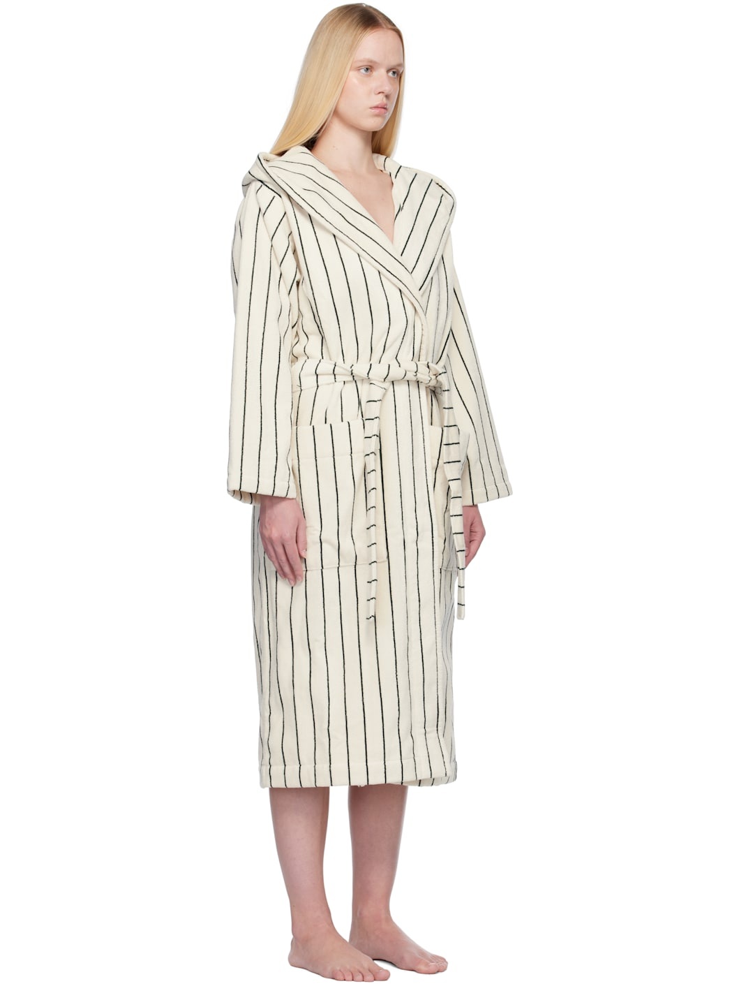 Off-White & Green Terry Hooded Bathrobe - 2