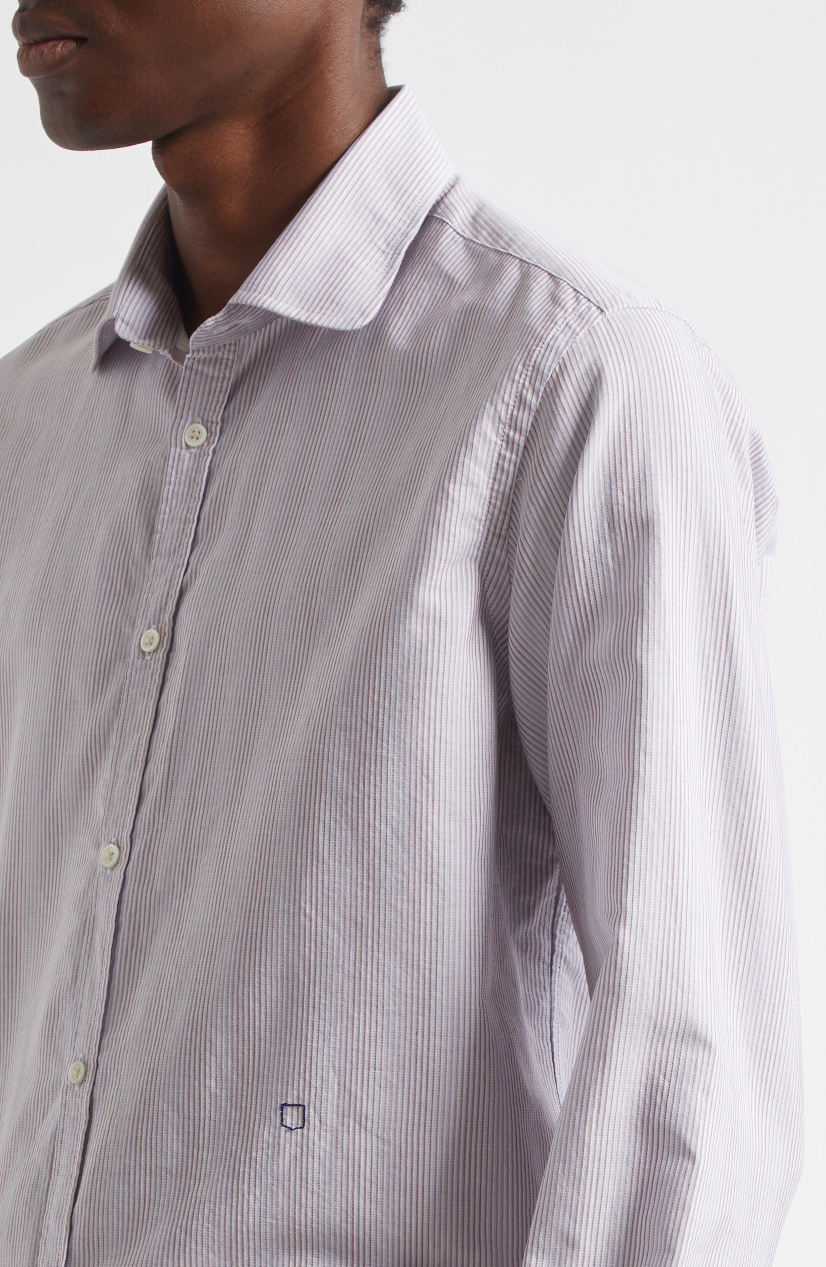 Massimo Alba Canary Stripe Cotton Button-Up Shirt in Ruggine at Nordstrom - 4