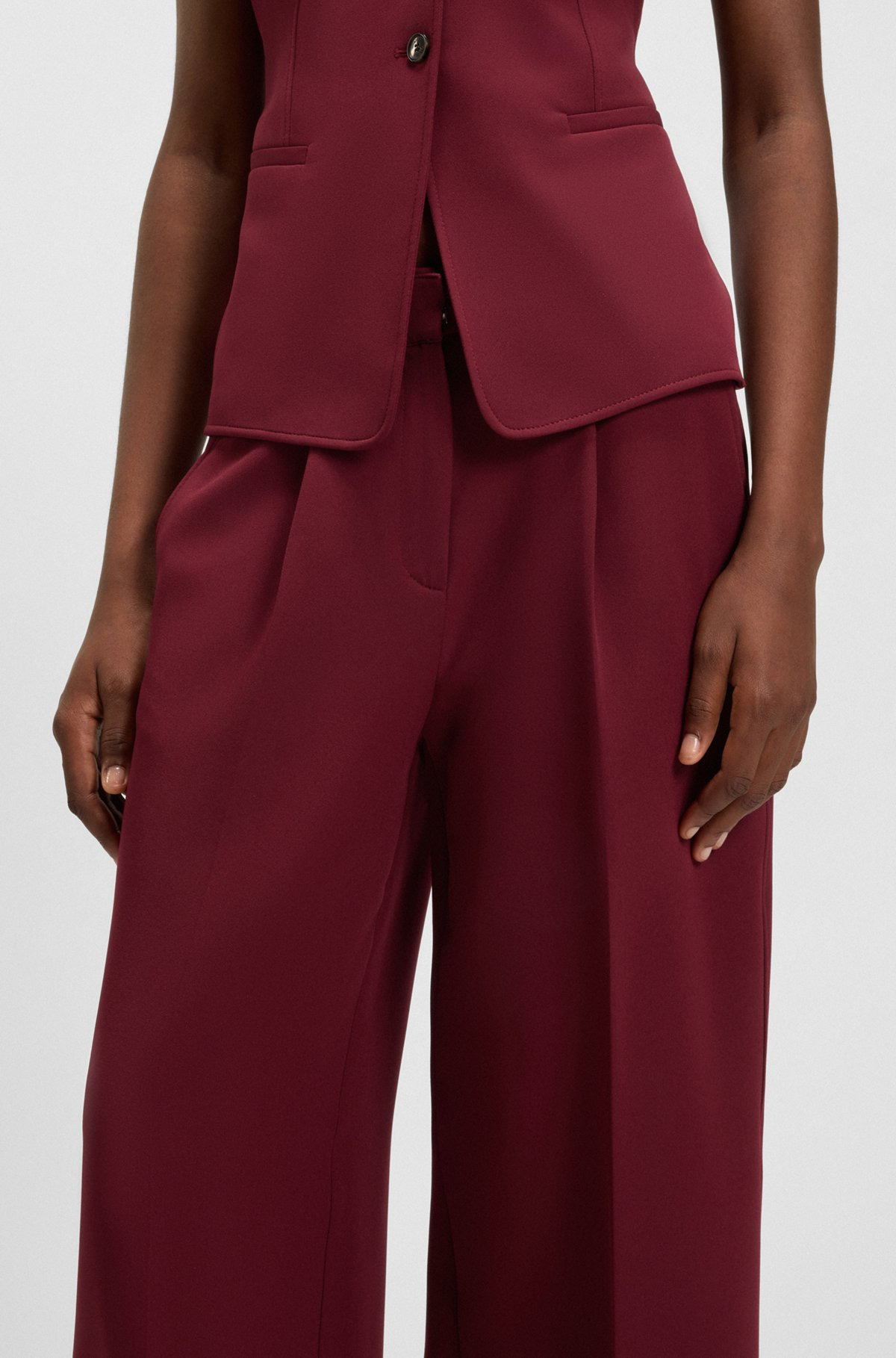 REGULAR-FIT WIDE-LEG PANTS IN STRETCH FABRIC - 5