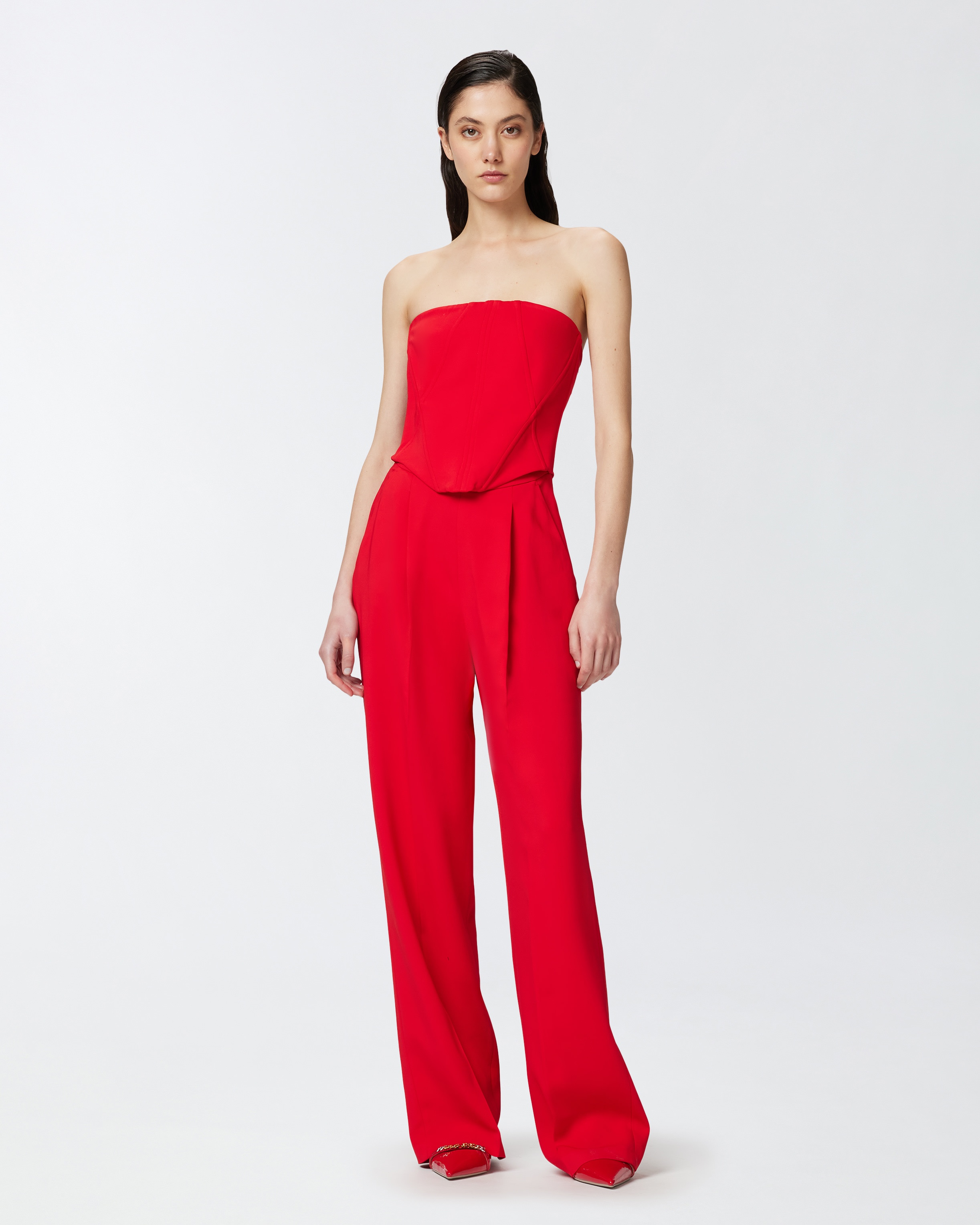 ELEGANT BUSTIER JUMPSUIT WITH WIDE-LEG TROUSERS - 3