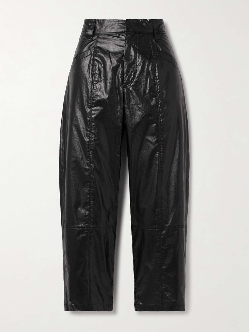 Aude cropped paneled coated cotton-blend straight-leg pants 1