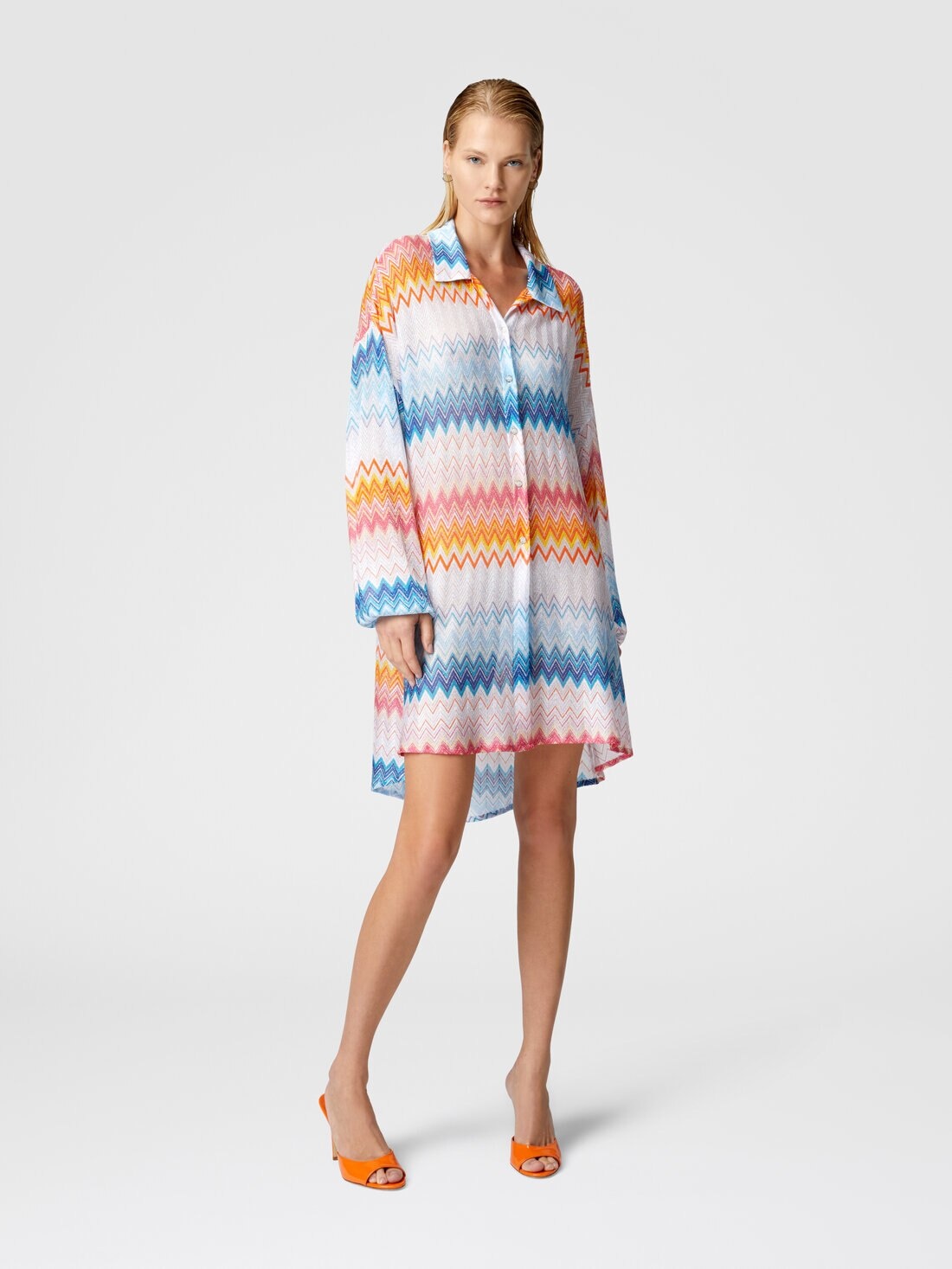 Oversized shirt in zig zag lamé viscose blend - 2