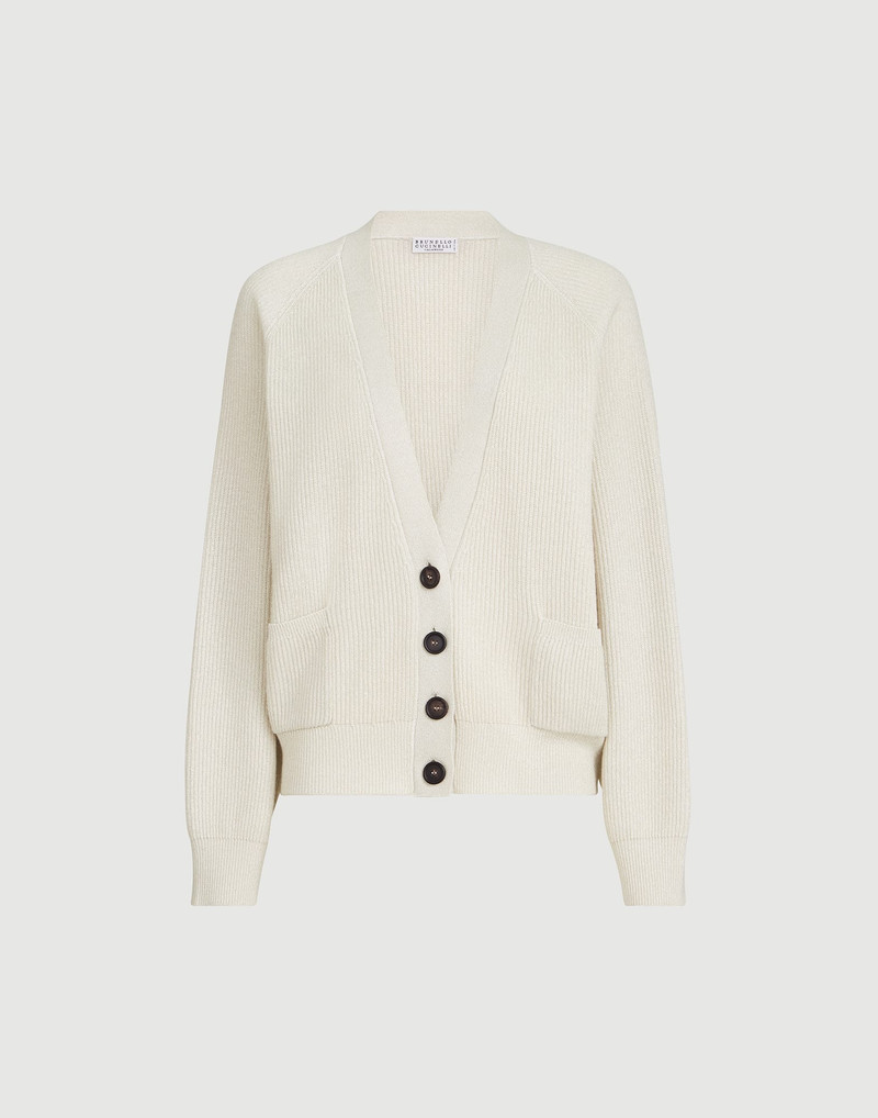 Sparkling cashmere ribbed cardigan 1