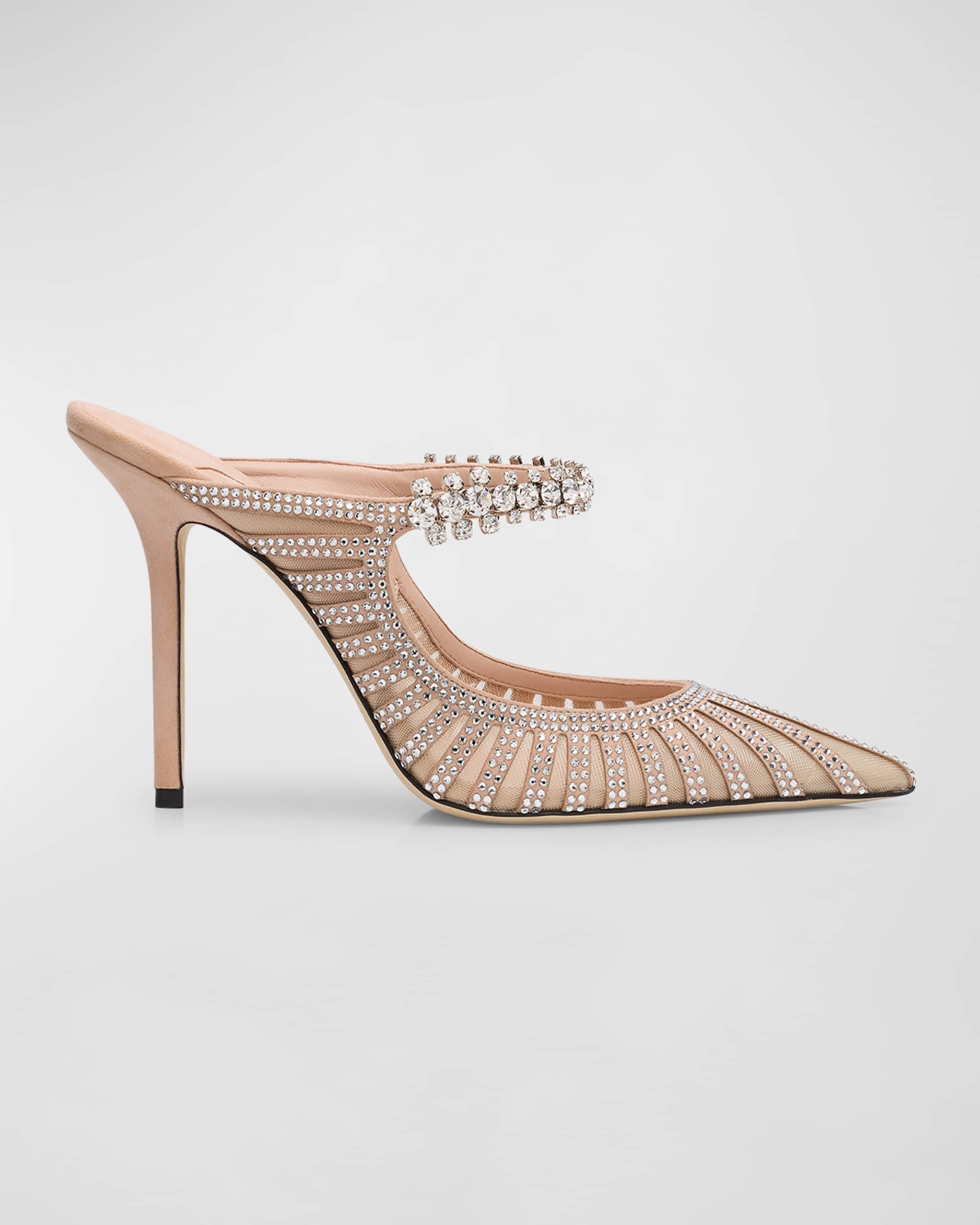 Bing Mesh Crystal-Strap Mule Pumps - 1