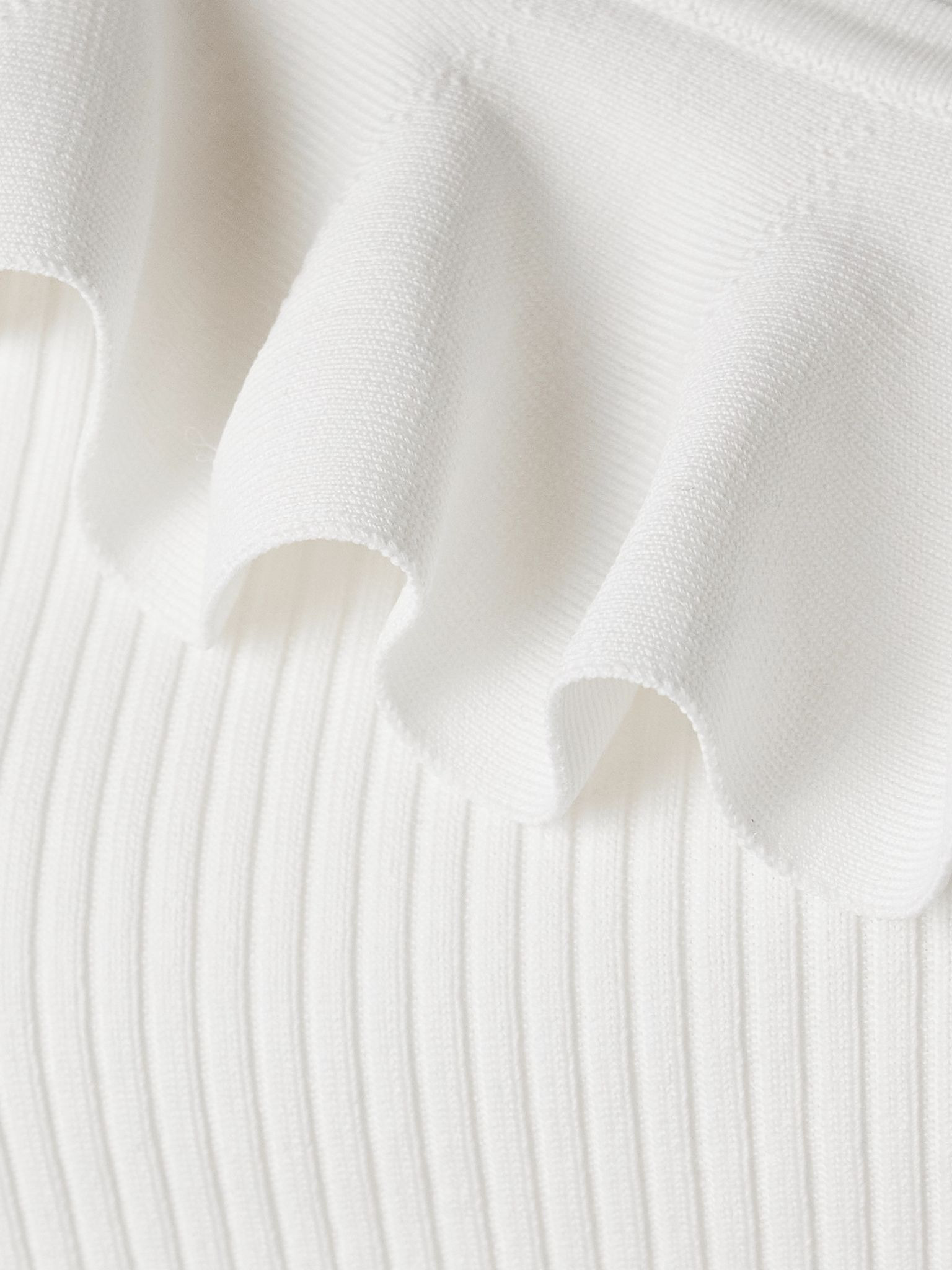 Rhiannon one-shoulder ruffled ribbed-knit top Ivory - 5