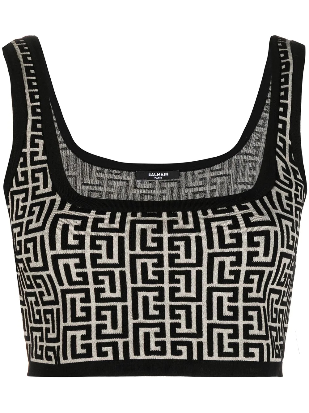 cropped monogram jacquard vest top - 1