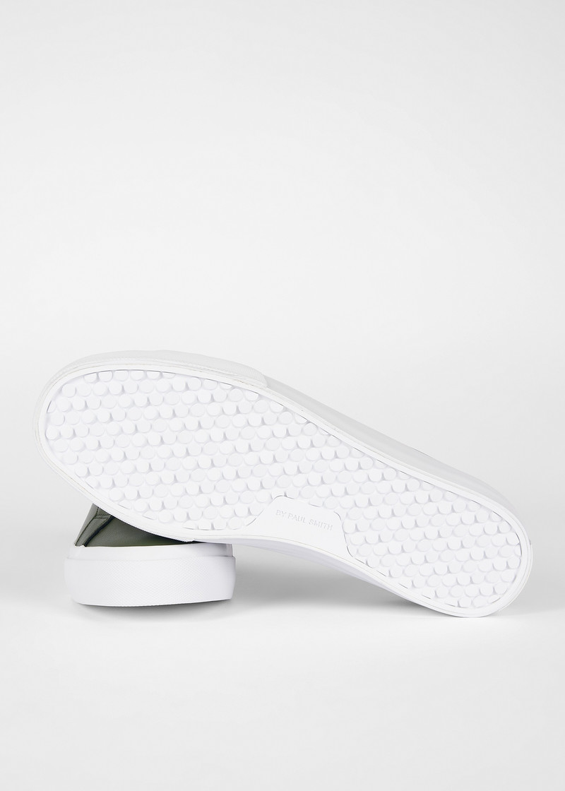 Paul Smith Khaki Coated Leather 'Amos' Trainers outlook