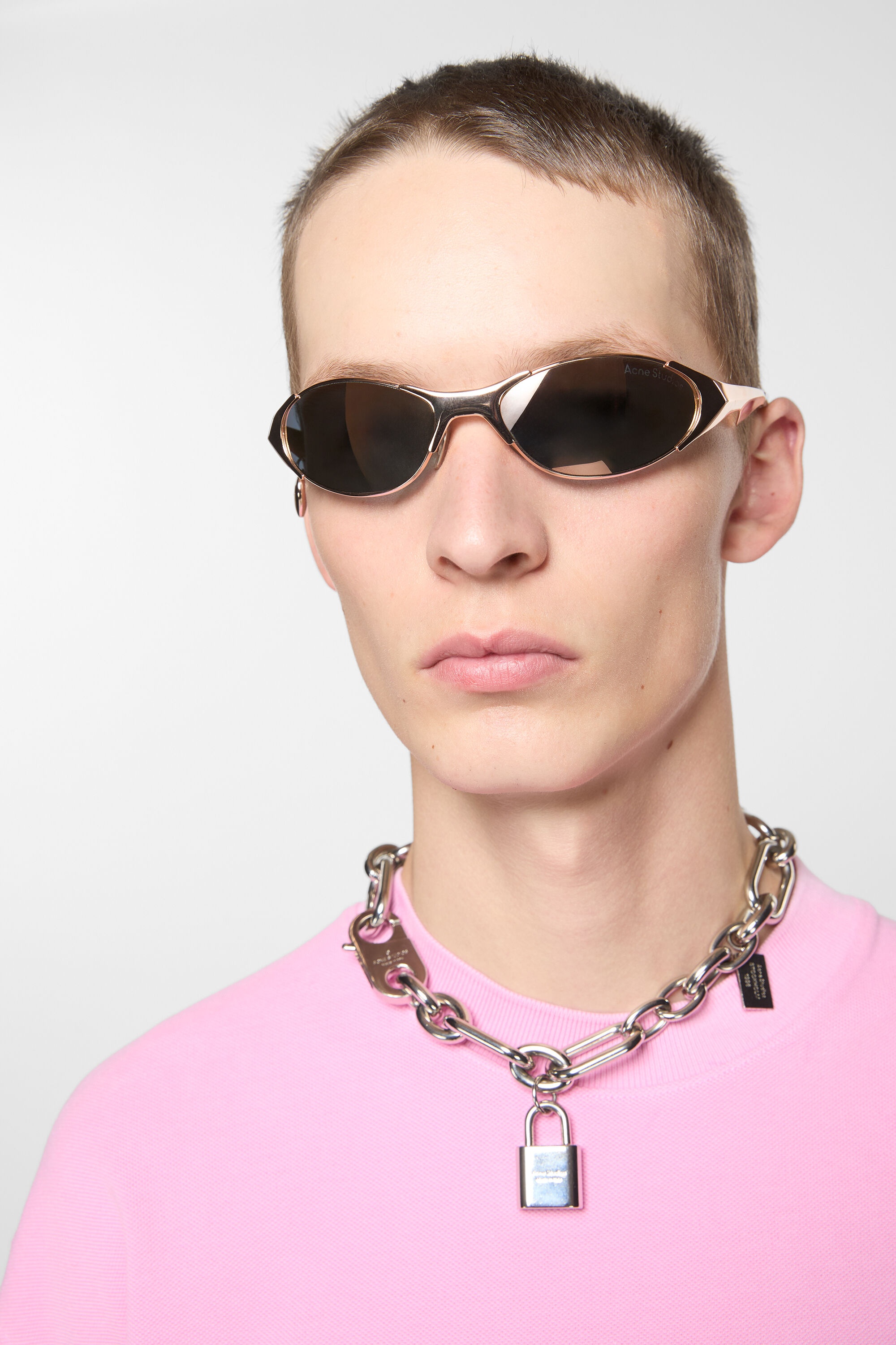 Metal frame charm sunglasses - Rose copper - 3
