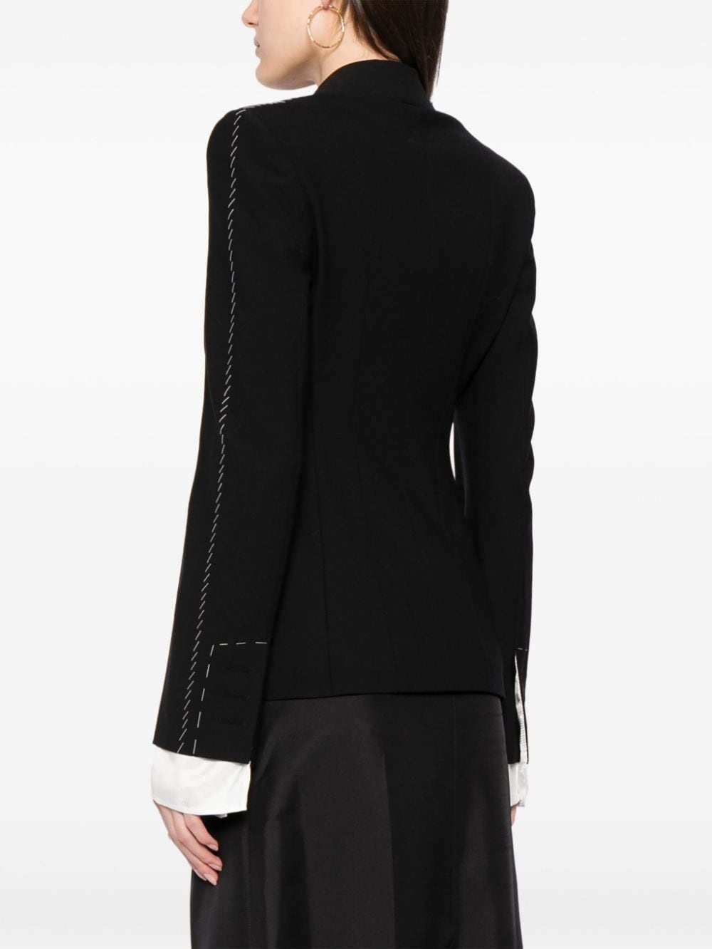 contrast-stitching notched-lapels blazer - 4