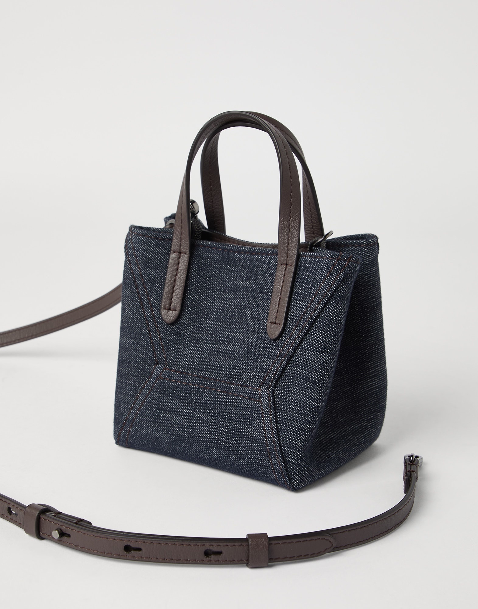 BC Duo mini bag in cotton denim-effect twill with monili - 3