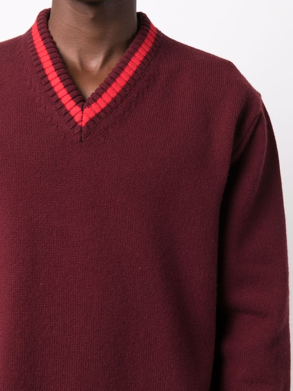 striped-trim wool jumper - 5