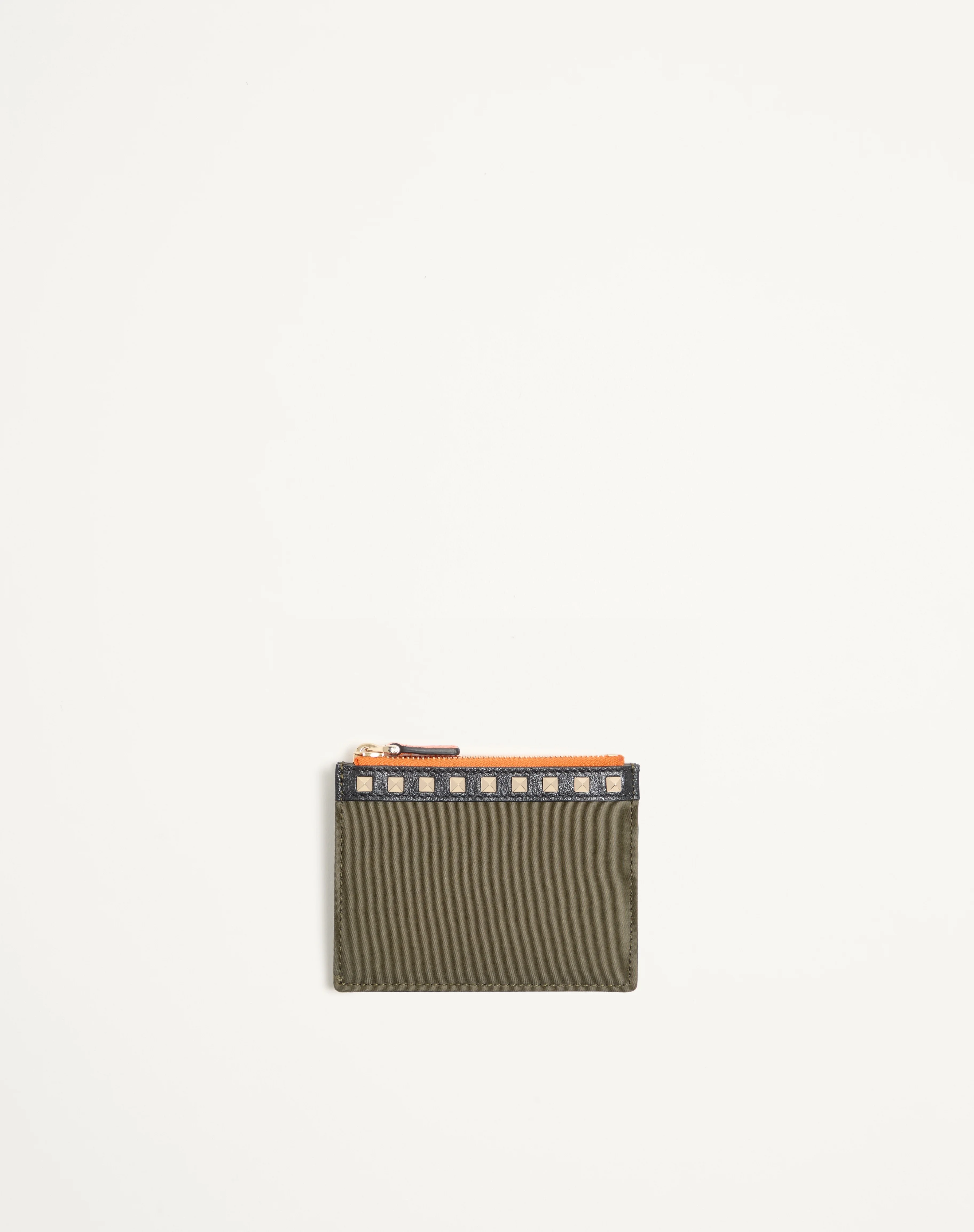 VALENTINO GARAVANI STUD UP COIN PURSE AND CARDHOLDER IN NYLON AND GRAINY CALFSKIN - 1