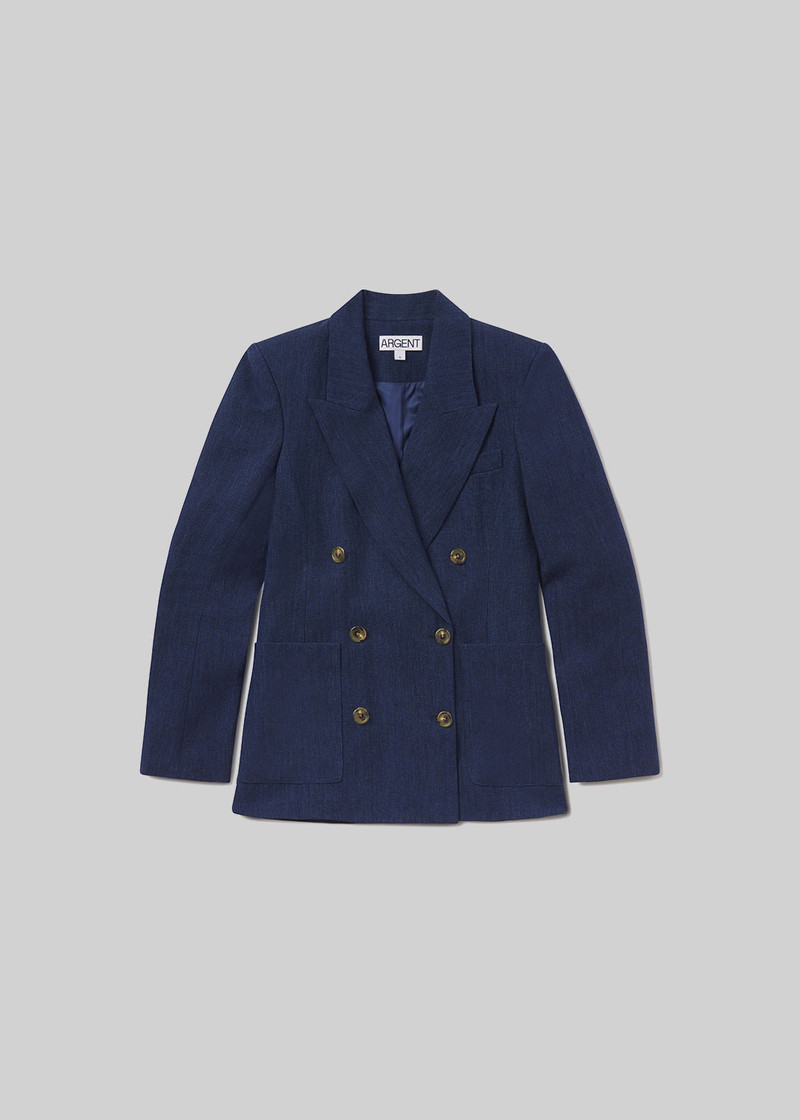 Chelsea Blazer Linen In Denim 1