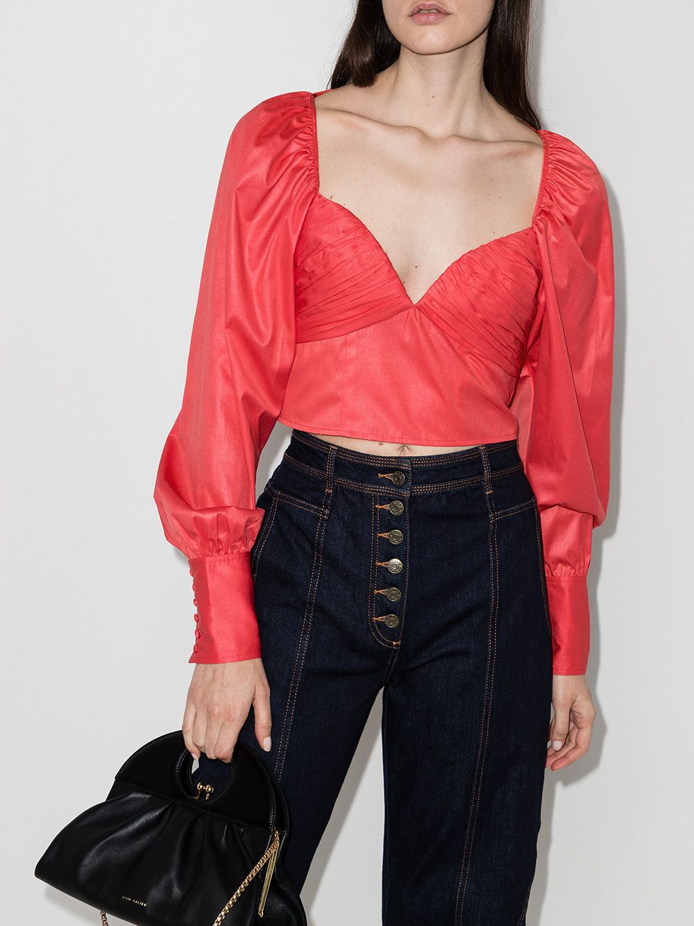 deep V-neck ruched blouse - 2