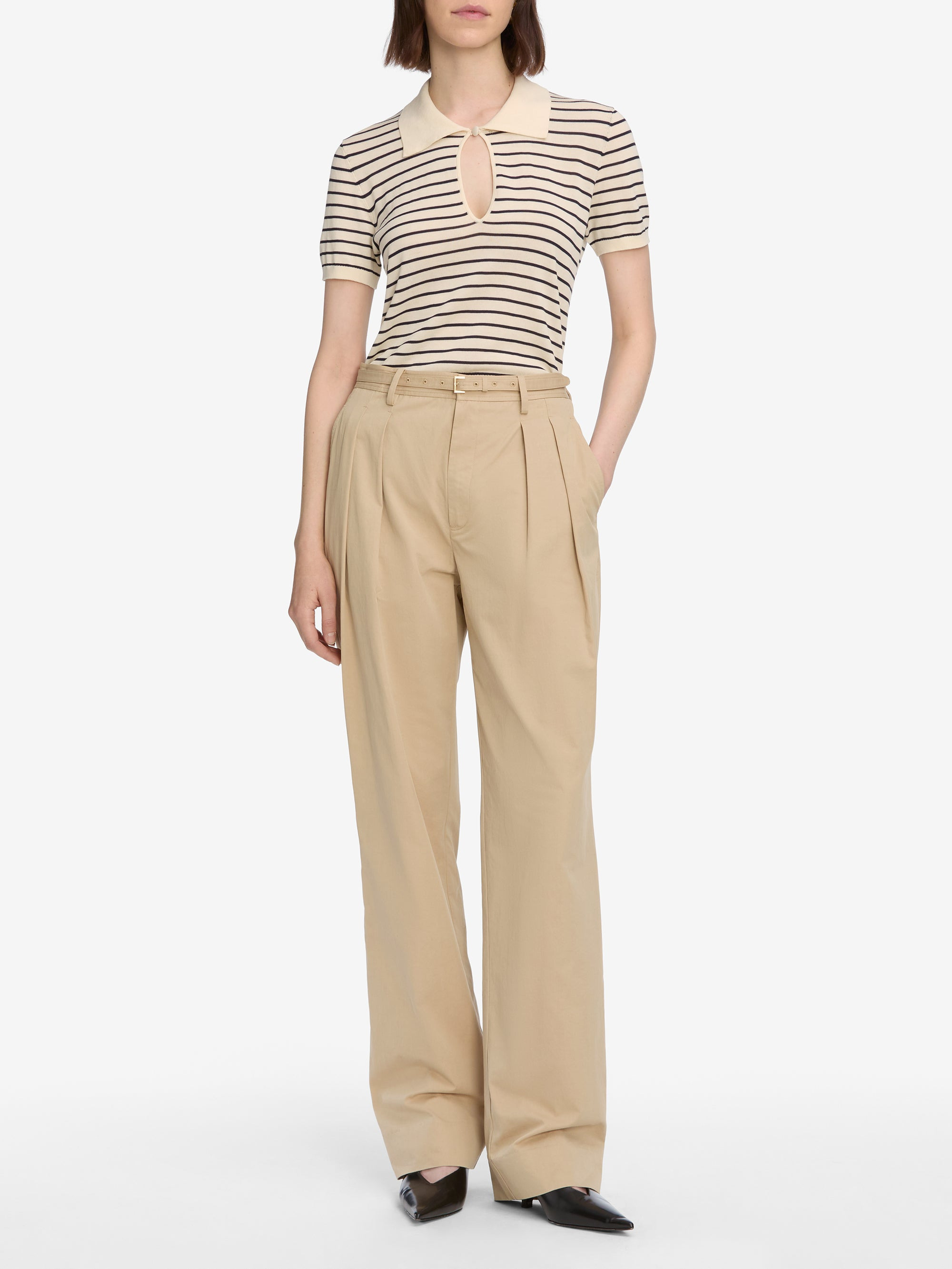 The Pleated Stilt Trouser in Light Khaki - 2
