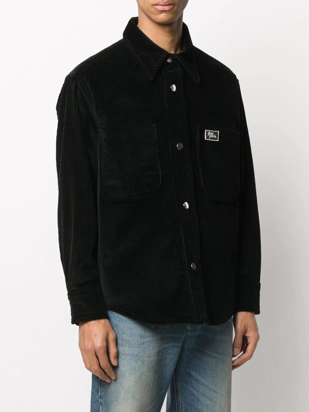 snap buttons overshirt patch pockets Ami Paris woven label - 3