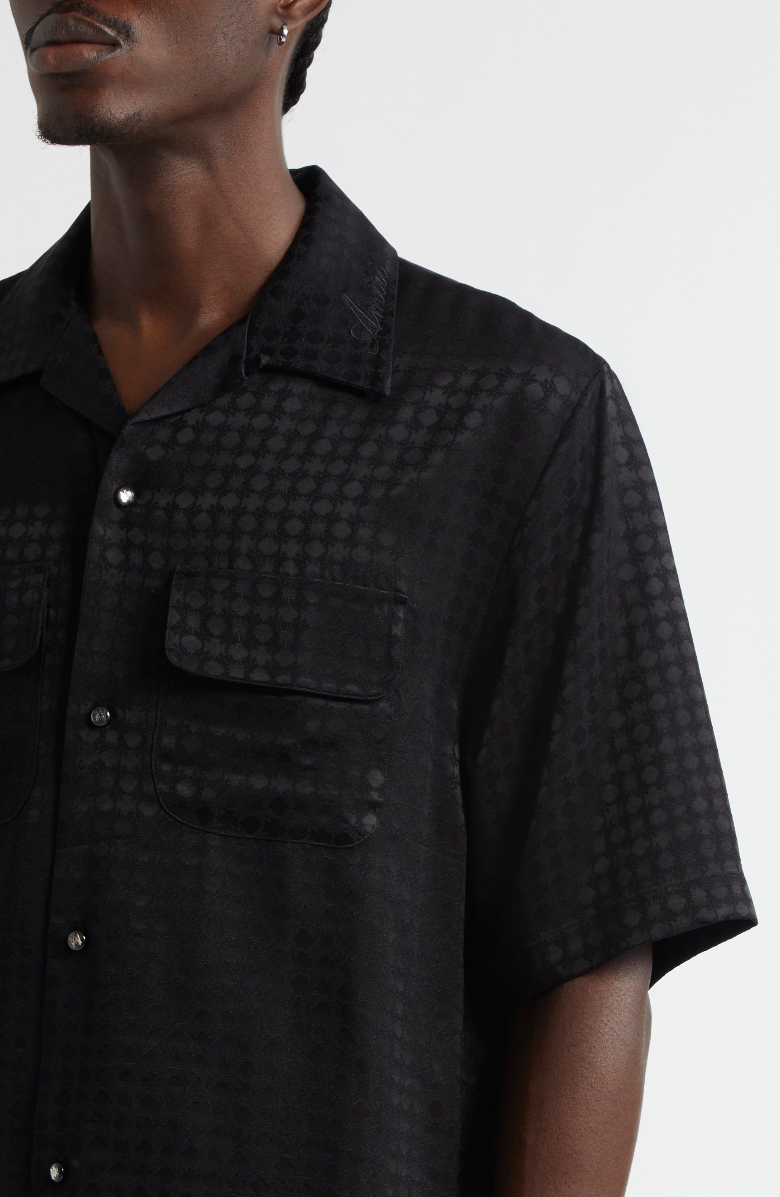 AMIRI MA Quad Jacquard Camp Shirt in Black at Nordstrom - 5