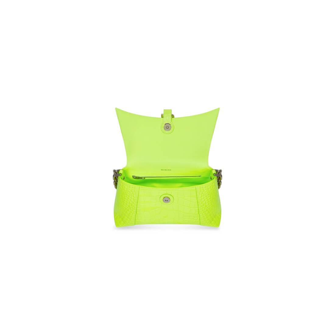 Women's Downtown Small Shoulder Bag With Chain Crocodile Embossed in Yellow - 6
