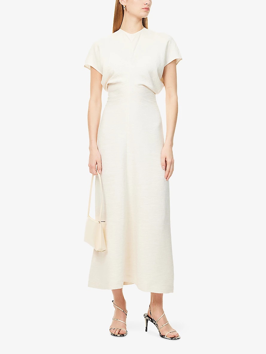 TOTEME Slouch waist crinkled dress cream - 243-WRD1103 | REVERSIBLE