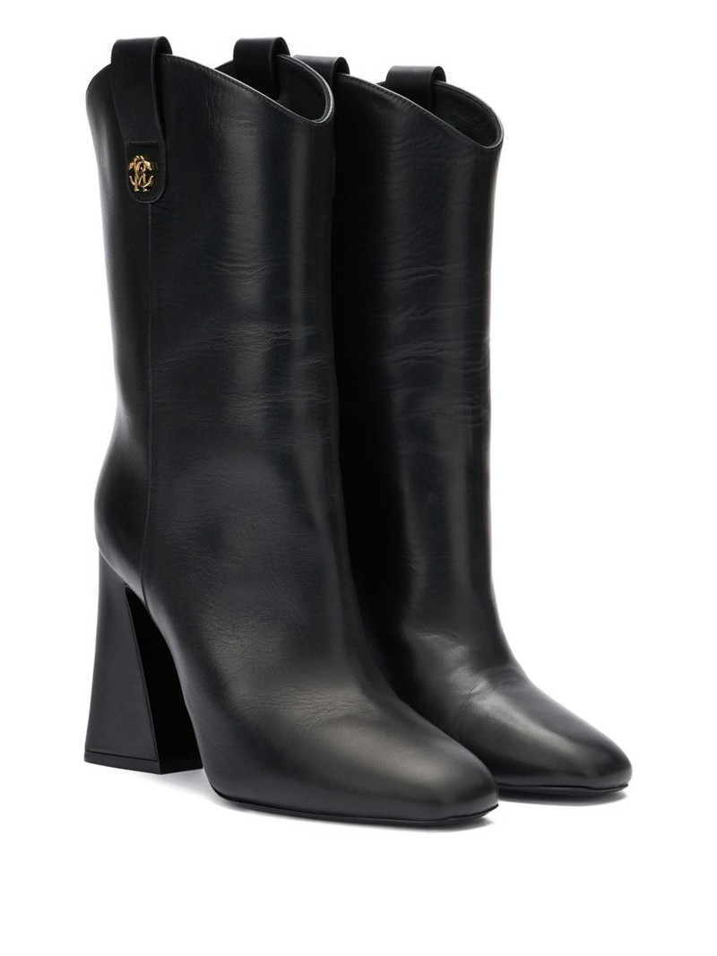 Roberto Cavalli 100mm monogram mirror ankle boots outlook