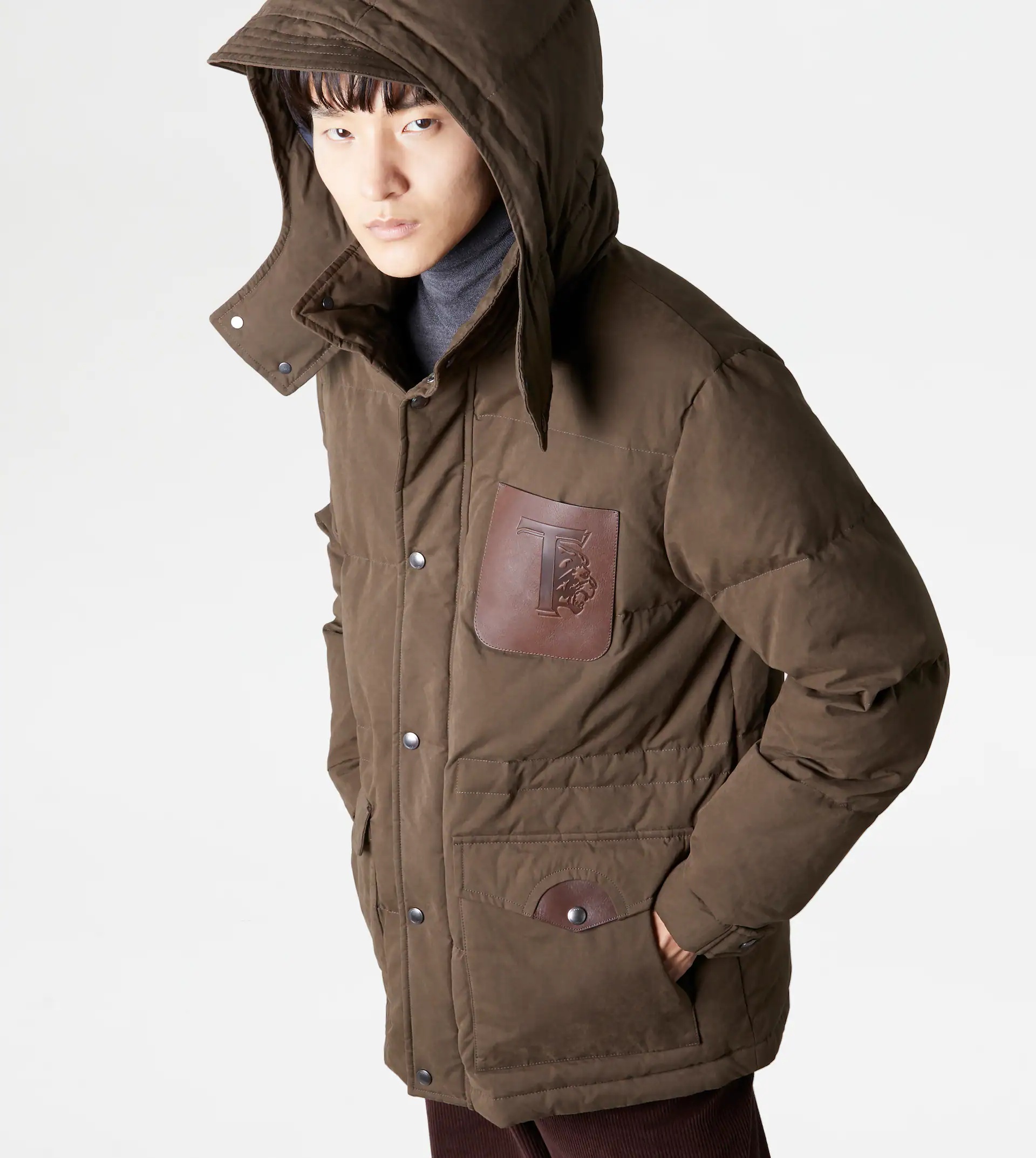 HOODED DOWN JACKET - BROWN - 6