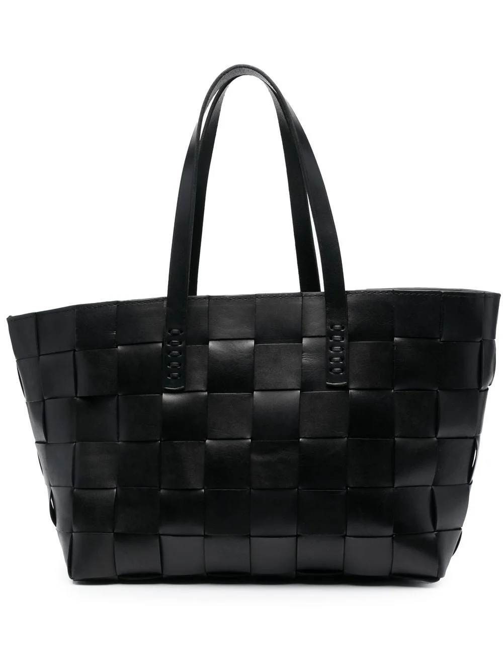 woven leather tote bag - 1