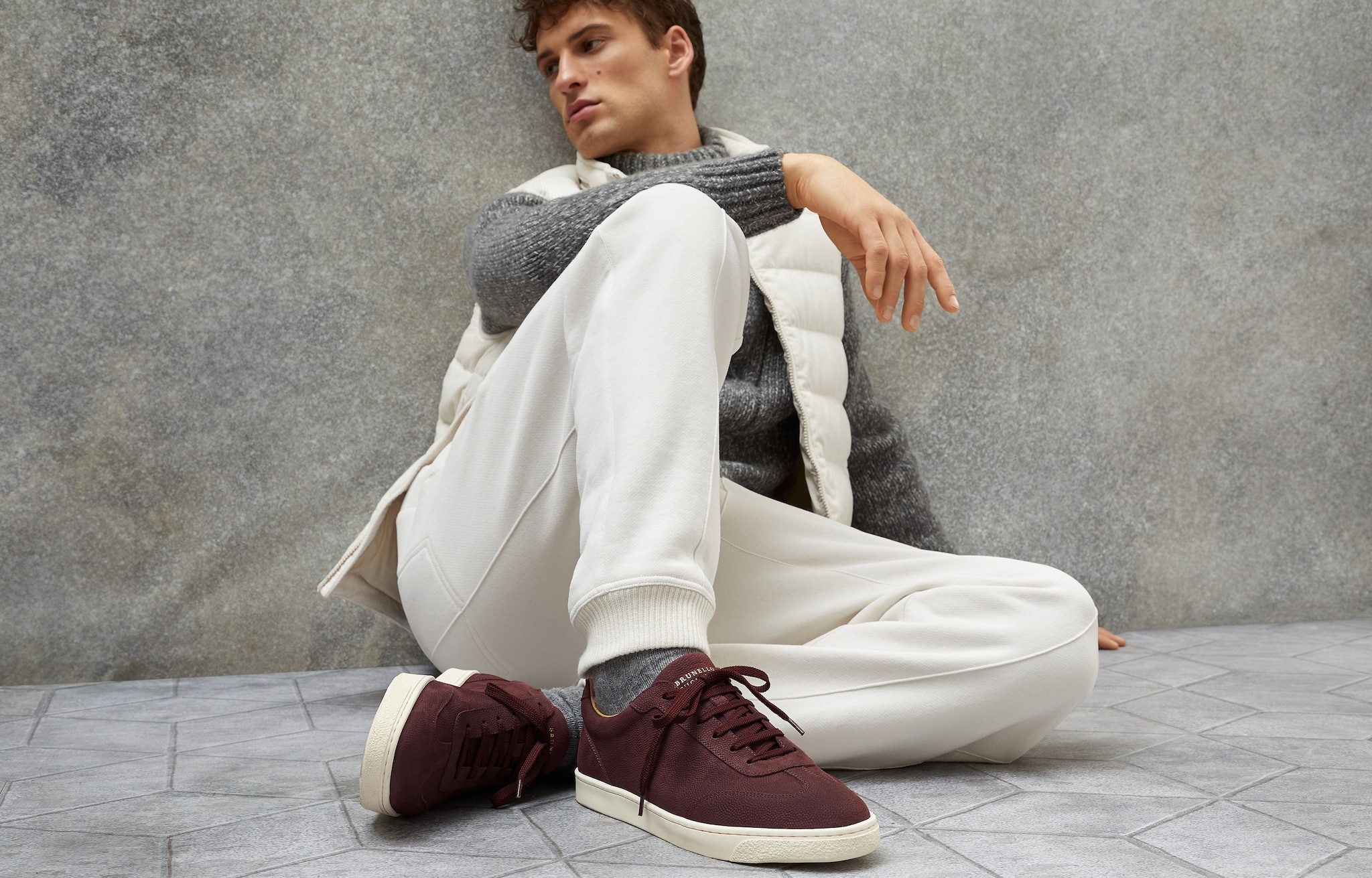 Texture nubuck sneakers with natural rubber sole - 6